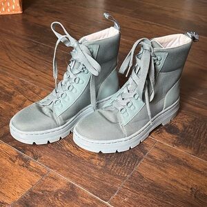 Dr Martens Combs Women's Sage Green / Blue Lace-Up Combat Boots